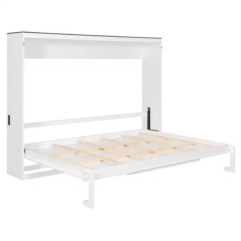 Lit escamotable Queen Size, Lit mural pliant avec prises électriques et ports USB pour chambre à coucher, petits appartements, gain de place - ModernLuxe