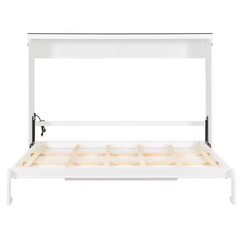 Lit escamotable Queen Size, Lit mural pliant avec prises électriques et ports USB pour chambre à coucher, petits appartements, gain de place - ModernLuxe