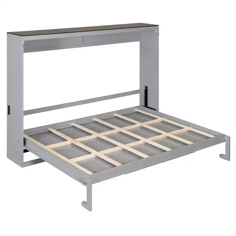 Lit escamotable Queen Size, Lit mural pliant avec prises électriques et ports USB pour chambre à coucher, petits appartements, gain de place - ModernLuxe