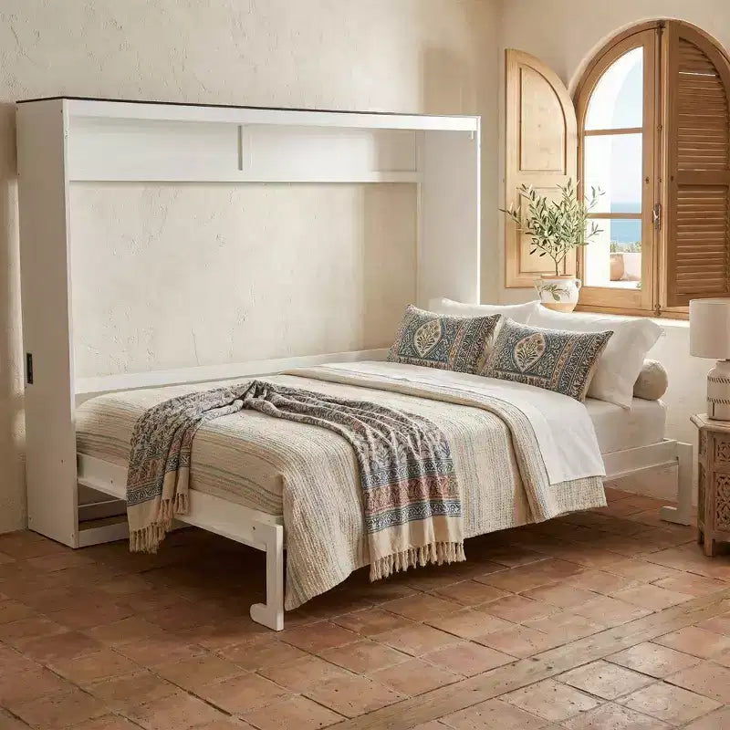 Lit escamotable Queen Size, Lit mural pliant avec prises électriques et ports USB pour chambre à coucher, petits appartements, gain de place - ModernLuxe