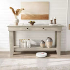 Console de couloir longue de 54 pouces de style ferme avec tiroirs, tables de couloir rectangulaires en bois avec étagère de rangement ouverte, table de canapé derrière le canapé, table de foyer