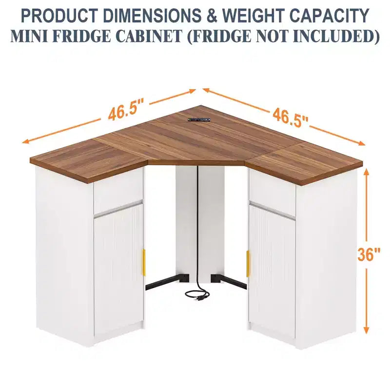 Meuble d'angle de bar GDLF avec espace pour réfrigérateur, station de café d'angle pour la maison