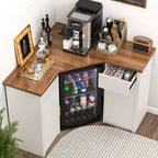 Meuble d'angle de bar GDLF avec espace pour réfrigérateur, station de café d'angle pour la maison