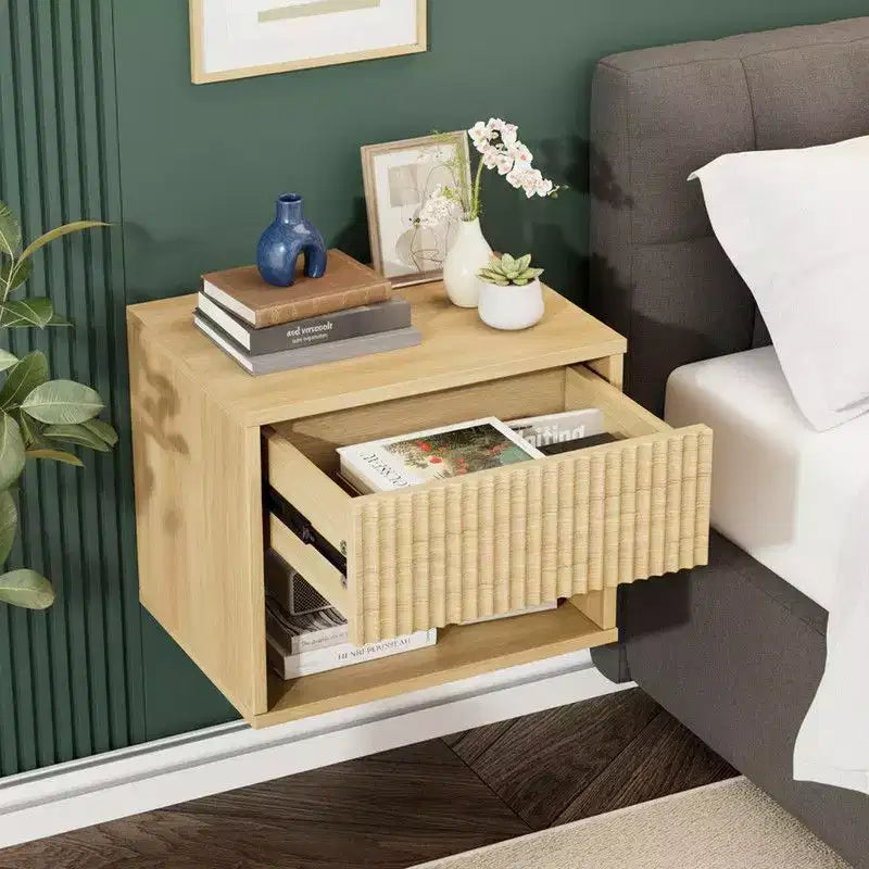 Table de chevet flottante Karl Home de 40,6 cm de large – 1 tiroir, 1 étagère – lot de 2