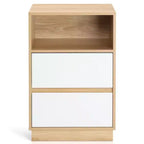Table de chevet blanche Karl Home de 40 cm avec 2 tiroirs biseautés (2 pièces)