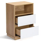 Table de chevet blanche Karl Home de 40 cm avec 2 tiroirs biseautés (2 pièces)