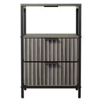 Table de chevet Karl Home de 38 cm de large - 2 tiroirs, 1 étagère, prise de courant américaine - lot de 2