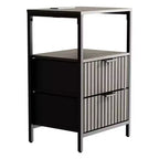 Table de chevet Karl Home de 38 cm de large - 2 tiroirs, 1 étagère, prise de courant américaine - lot de 2