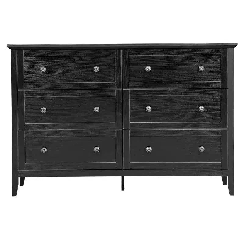 Commode à six tiroirs Karl Home de 47 pouces avec double poignée, design de cadre et finition en mélamine