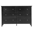Commode à six tiroirs Karl Home de 47 pouces avec double poignée, design de cadre et finition en mélamine