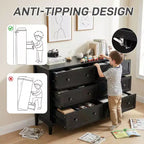 Commode à six tiroirs Karl Home de 47 pouces avec double poignée, design de cadre et finition en mélamine