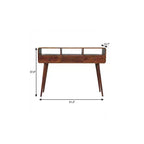 HomeRoots Table Console 51" en Bois Massif Châtaignier avec Trois Étagères et Trois Tiroirs
