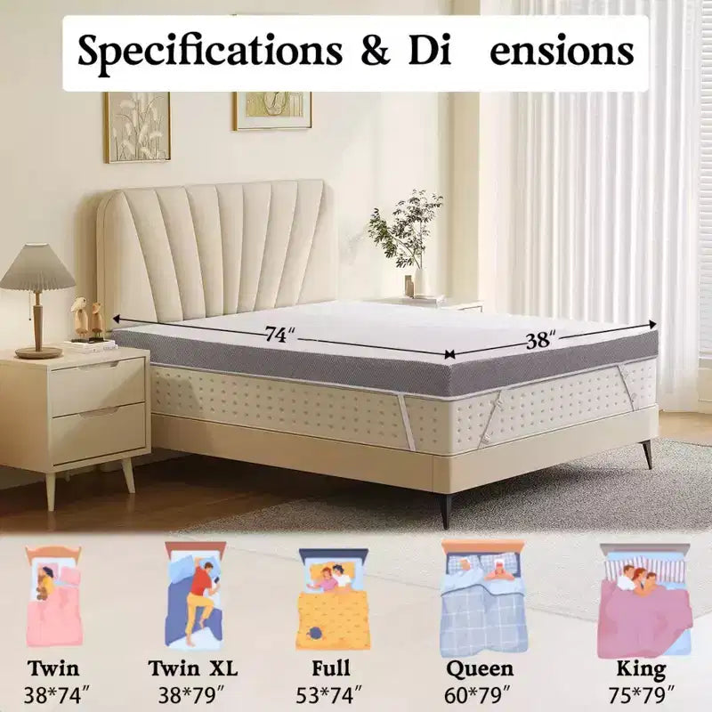 Surmatelas Dyonery de 7,6 cm extra-ferme – Coussin en mousse haute densité anti-douleur avec housse amovible et sans odeur