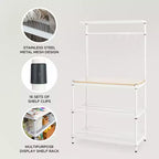 Design Ideas MeshWorks Étagère de rangement utilitaire en métal avec plateau en bois pour garage et cuisine, 89,9 x 44,9 x 160 cm, Blanc