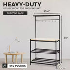 Design Ideas MeshWorks Étagère de rangement utilitaire en métal avec plateau en bois pour garage et cuisine, 89,9 x 44,9 x 160 cm, Blanc