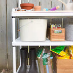 Design Ideas MeshWorks Étagère de rangement utilitaire en métal avec plateau en bois pour garage et cuisine, 89,9 x 44,9 x 160 cm, Blanc