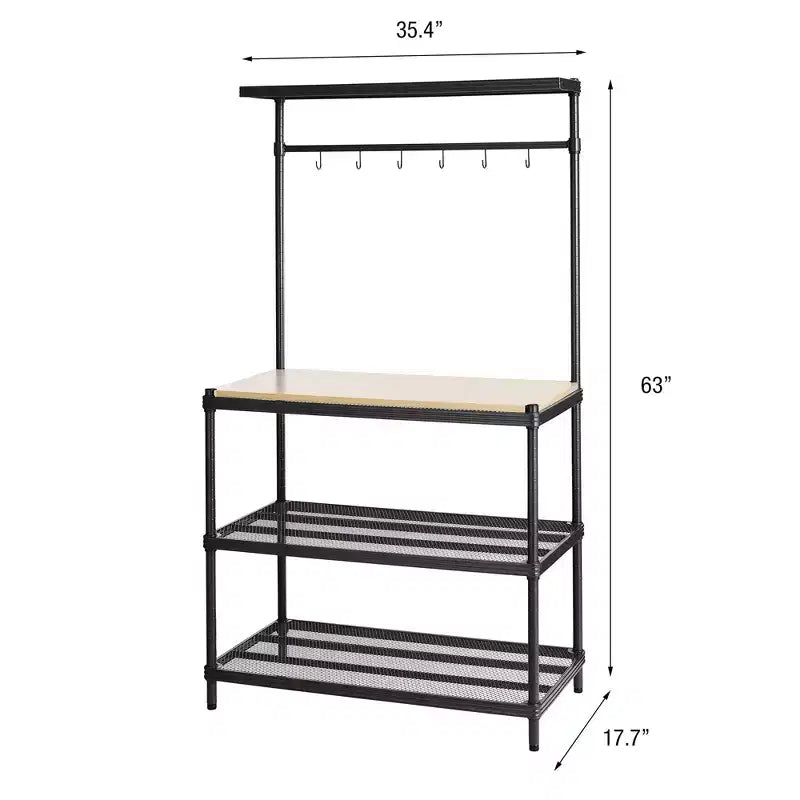 Design Ideas MeshWorks Étagère de rangement utilitaire en métal avec plateau en bois pour garage et cuisine, 89,9 x 44,9 x 160 cm, Blanc