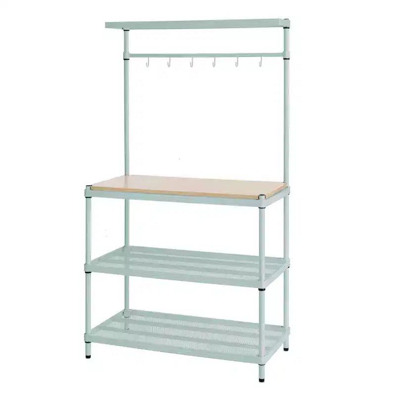 Design Ideas MeshWorks Étagère de rangement utilitaire en métal avec plateau en bois pour garage et cuisine, 89,9 x 44,9 x 160 cm, Blanc