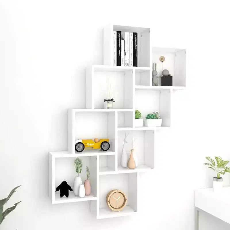vidaXL Étagère murale Blanc Bois d'ingénierie Courte, haute Montage mural