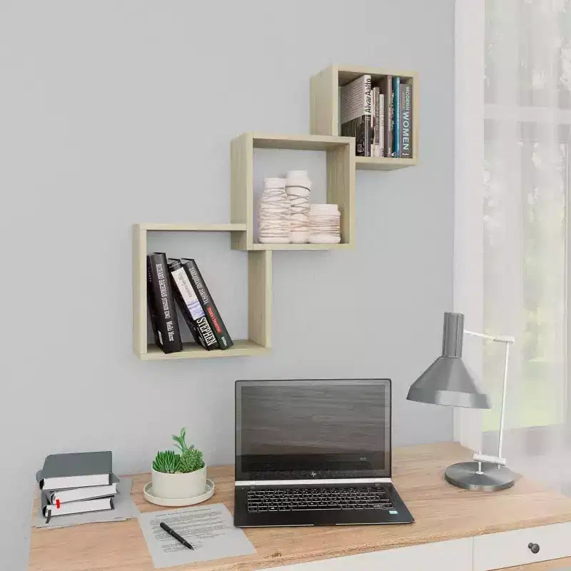 vidaXL Étagère murale en bois d'ingénierie chêne Sonoma 68 cm x 68 cm