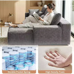 MooxvMoo Canapé d'angle modulable 107,5, canapé sans accoudoirs en L avec chaise longue et coussins pour salon, gris