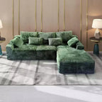 MooxvMoo Canapé sans accoudoirs 107.5 avec chaise longue et coussin décoratif, canapé sectionnel compressé en velours côtelé moelleux, aucun assemblage requis, vert