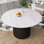 Table à manger ronde GDFStudio Chloe en faux marbre, 117 cm