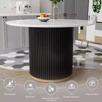 Table à manger ronde GDFStudio Chloe en faux marbre, 117 cm