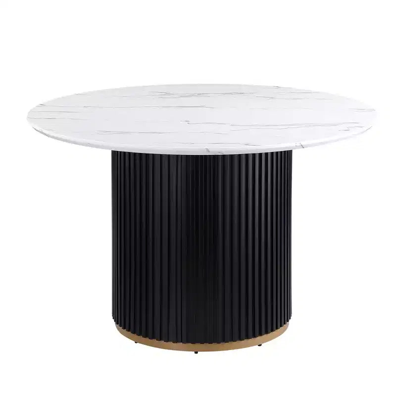 Table à manger ronde GDFStudio Chloe en faux marbre, 117 cm