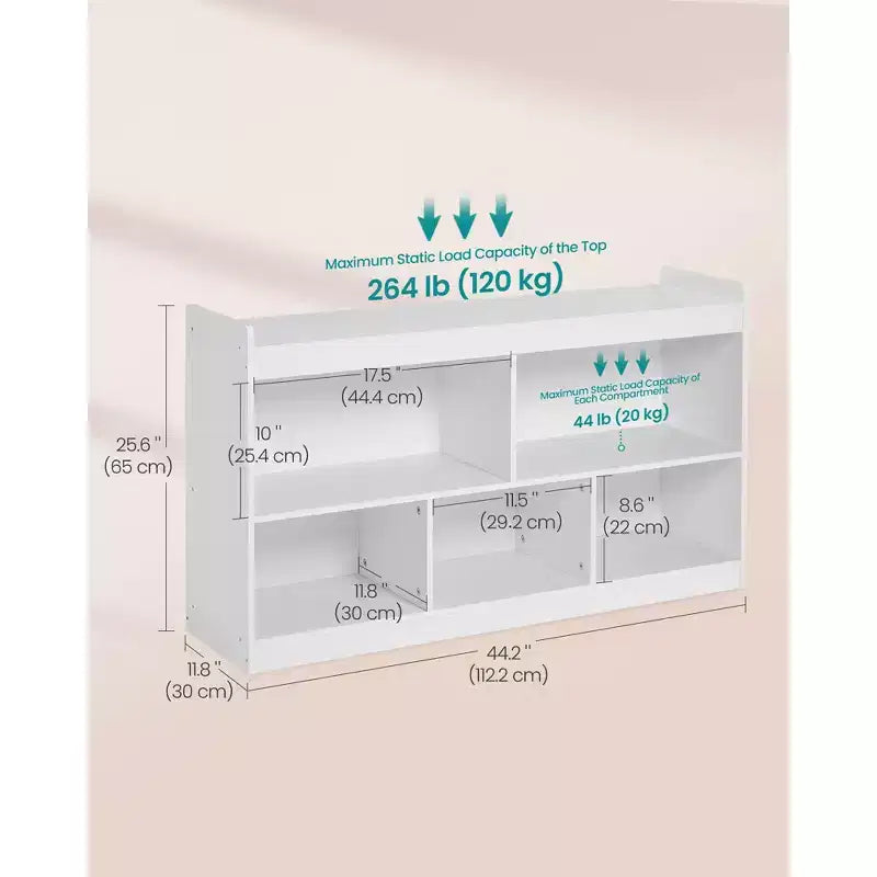 Étagère de rangement pour jouets pour enfants SONGMICS, étagère Montessori avec 5 compartiments ouverts, pour chambre d'enfant, salle de jeux, 30 x 112,2 x 65 cm