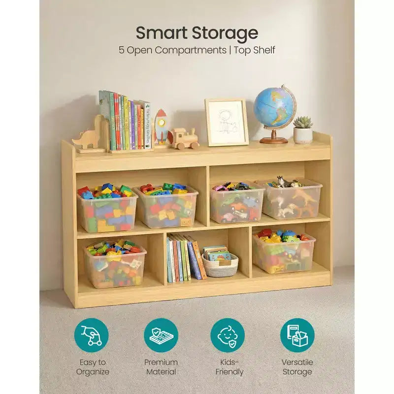 Étagère de rangement pour jouets pour enfants SONGMICS, étagère Montessori avec 5 compartiments ouverts, pour chambre d'enfant, salle de jeux, 30 x 112,2 x 65 cm