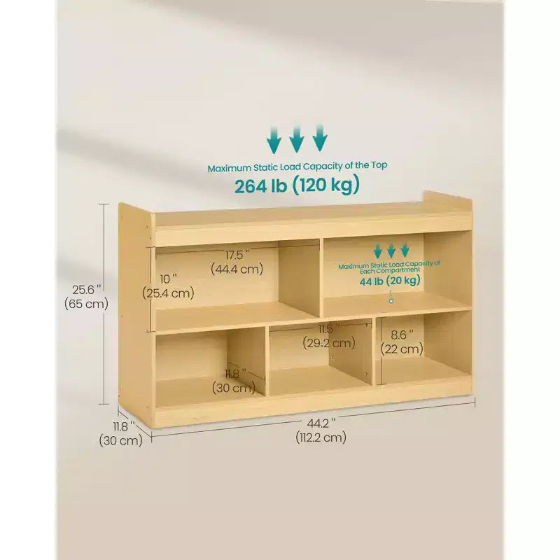 Étagère de rangement pour jouets pour enfants SONGMICS, étagère Montessori avec 5 compartiments ouverts, pour chambre d'enfant, salle de jeux, 30 x 112,2 x 65 cm