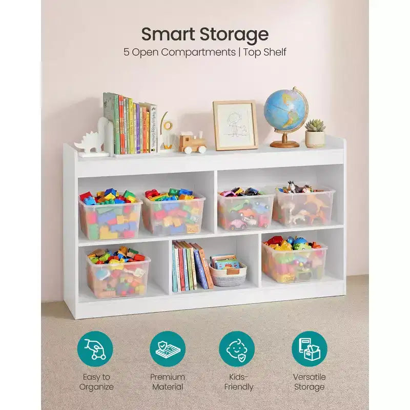 Étagère de rangement pour jouets pour enfants SONGMICS, étagère Montessori avec 5 compartiments ouverts, pour chambre d'enfant, salle de jeux, 30 x 112,2 x 65 cm