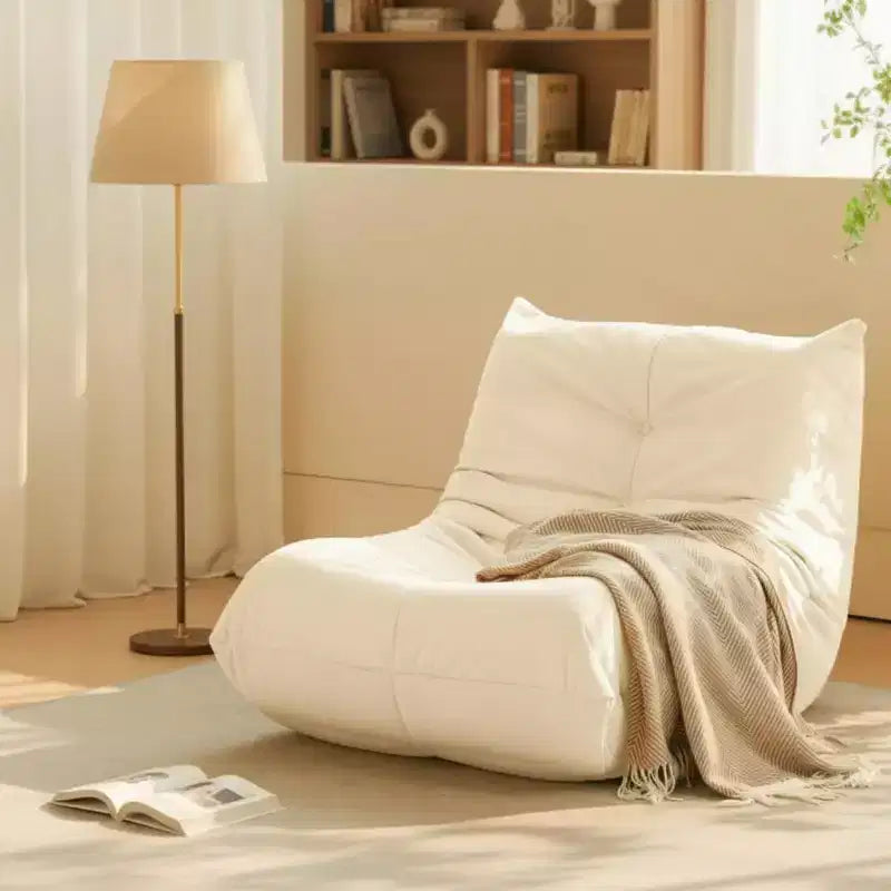 Giant Bean Bag Chair Lazy Floor Sofa, Memory Foam Fireside Sofa for Adults, Big Beanbag Faux Leather Armless Chair for Living Room Bedroom Dorm Office