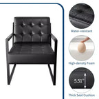 Fauteuil d'appoint en cuir PU, fauteuil de style moderne du milieu du siècle avec pieds en métal, fauteuil de lecture à dossier haut pour salon ou chambre à coucher