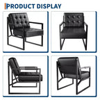 Fauteuil d'appoint en cuir PU, fauteuil de style moderne du milieu du siècle avec pieds en métal, fauteuil de lecture à dossier haut pour salon ou chambre à coucher