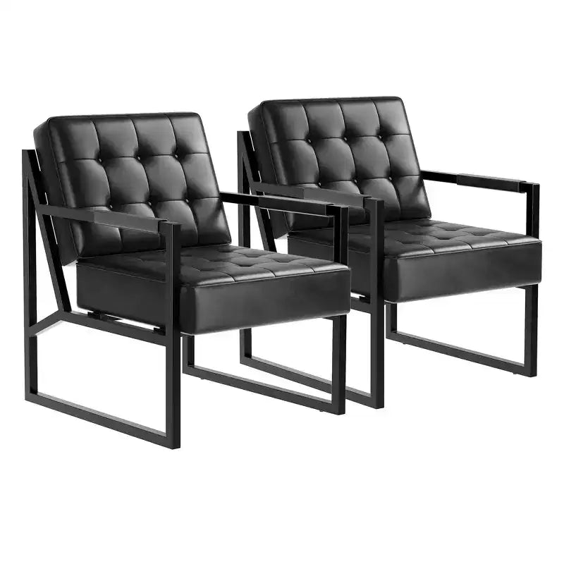 Fauteuil d'appoint en cuir PU, fauteuil de style moderne du milieu du siècle avec pieds en métal, fauteuil de lecture à dossier haut pour salon ou chambre à coucher