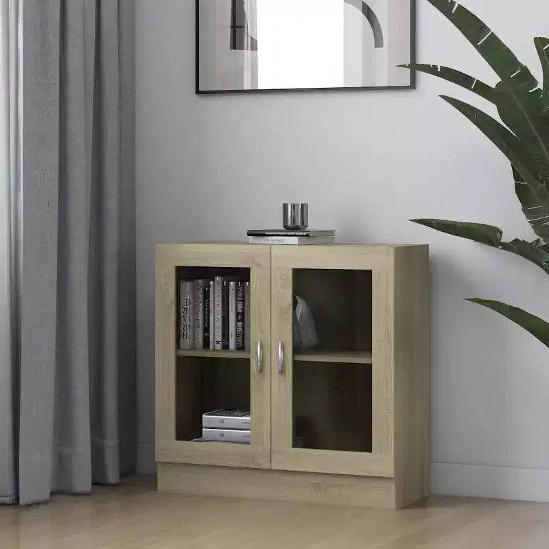 vidaXL Vitrine Chêne Sonoma Bois d'ingénierie, verre Moyen