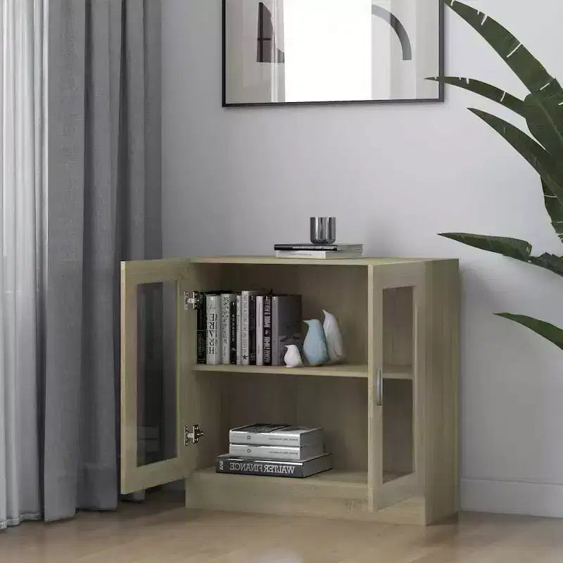 vidaXL Vitrine Chêne Sonoma Bois d'ingénierie, verre Moyen