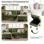 Dyonery 79 Canapé Sectionnel en Chenille en Forme de L Petit Canapé avec Accoudoirs Oreillers, Pouf de Rangement, Canapés 4 Places pour Salon, Appartement, Chambre