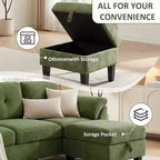 Dyonery 79 Canapé Sectionnel en Chenille en Forme de L Petit Canapé avec Accoudoirs Oreillers, Pouf de Rangement, Canapés 4 Places pour Salon, Appartement, Chambre