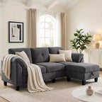 Dyonery 79 Canapé Sectionnel en Chenille en Forme de L Petit Canapé avec Accoudoirs Oreillers, Pouf de Rangement, Canapés 4 Places pour Salon, Appartement, Chambre