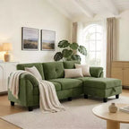 Dyonery 79 Canapé Sectionnel en Chenille en Forme de L Petit Canapé avec Accoudoirs Oreillers, Pouf de Rangement, Canapés 4 Places pour Salon, Appartement, Chambre
