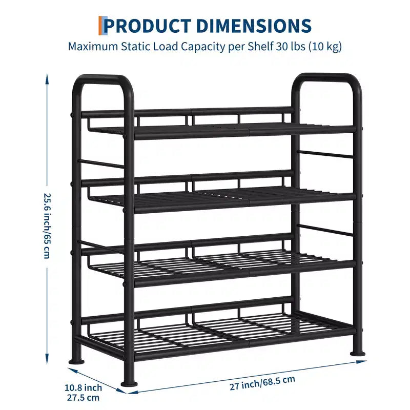 Meuble à chaussures fin et réglable avec cadre en métal et étagères en tissu - Organiseur de rangement de chaussures peu encombrant pour entrée et chambre à coucher