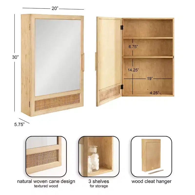 Armoire de toilette miroir en rotin Kate et Laurel Ori