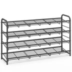 SONGMICS Stackable Shoe Rack, 4 Tier Metal Shoes Rack Storage Shelf, Holds up to 20 Pairs, Adjustable Slanted Shelves for Small Spaces,Black