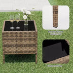 Ensemble de 3 meubles de patio extérieur, chaises en rotin PE avec coussins moelleux et table basse en verre trempé, ensemble de patio toutes saisons