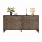 GDFStudio Bashir Armoire de rangement moderne de 160 cm en bois avec 6 tiroirs et poignées en cuivre