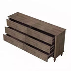GDFStudio Bashir Armoire de rangement moderne de 160 cm en bois avec 6 tiroirs et poignées en cuivre