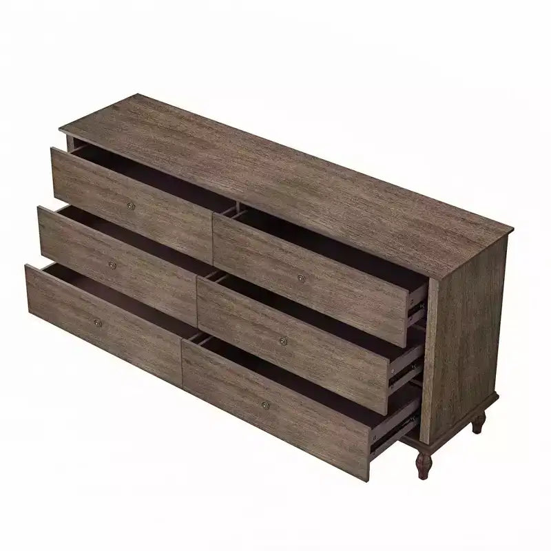 GDFStudio Bashir Armoire de rangement moderne de 160 cm en bois avec 6 tiroirs et poignées en cuivre